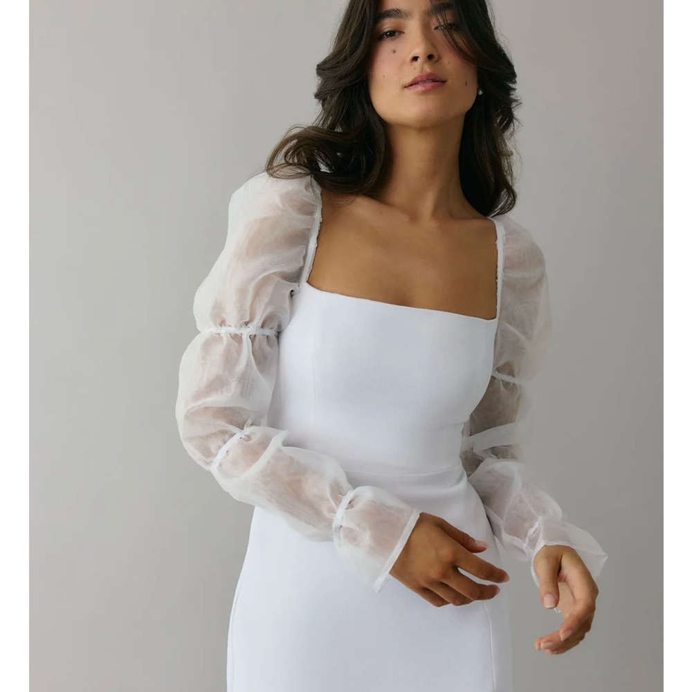 Park & Fifth White Mini Dress with Puff Sleeves